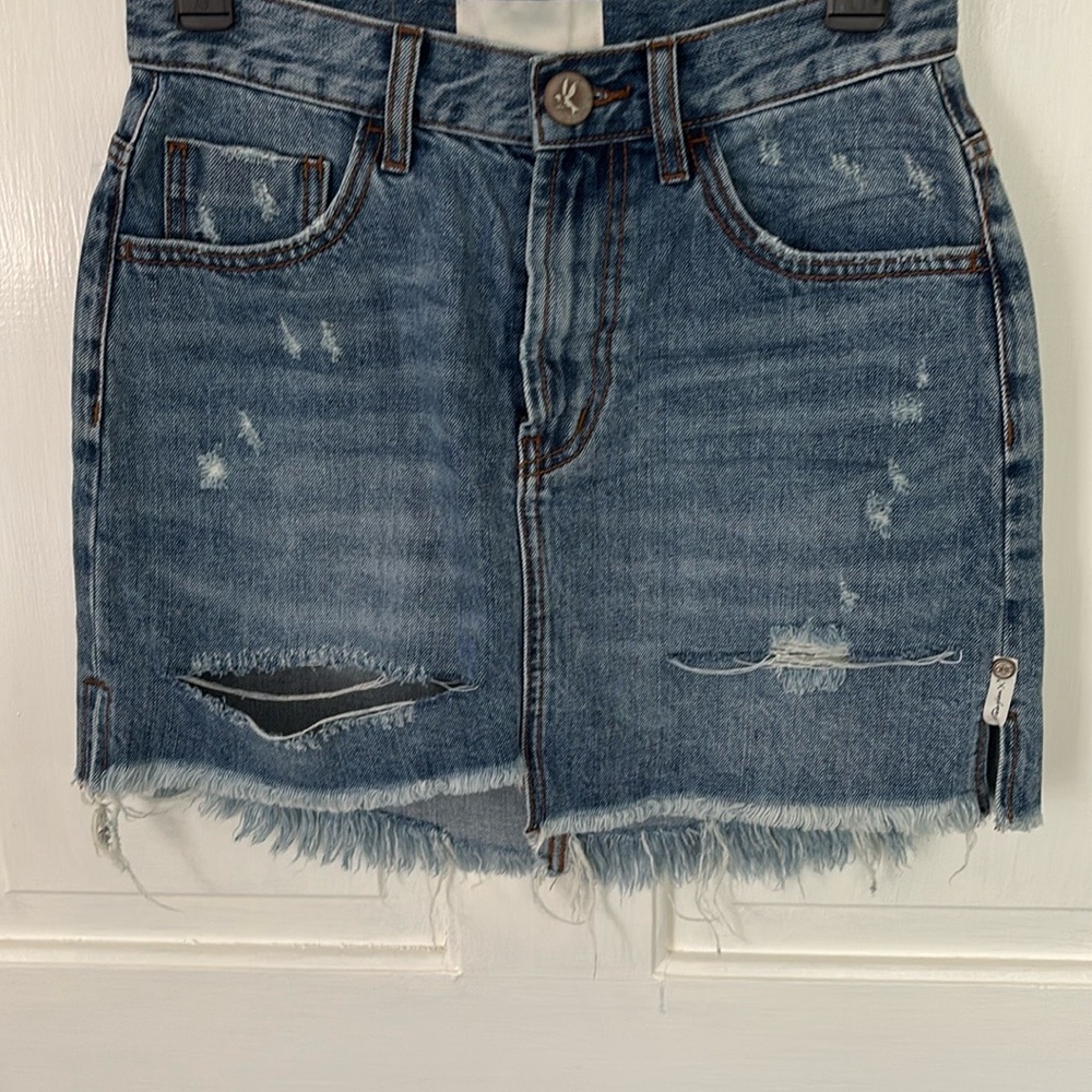 One Teaspoon Blue Distressed Mini Skirt Casual size 26
